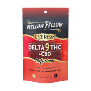 mellow fellow d9 cbd m fusion live resin 400mg gummies raspberry macaron