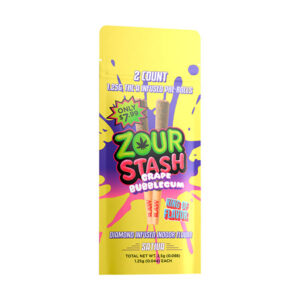 zour stash thca pre rolls 2ct grape bubblegum