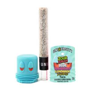 zour stash x university thca 3.5g pre roll blue raspberry lemonade