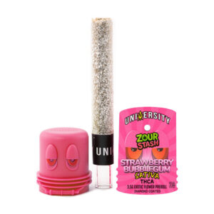 zour stash x university thca 3.5g pre roll strawberry bubblegum