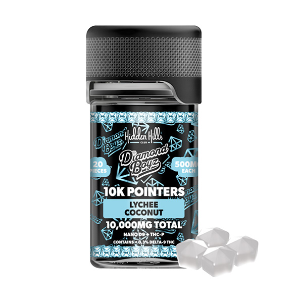 hidden hills diamond boyz 10k pointers 500mg gummies lychee coconut