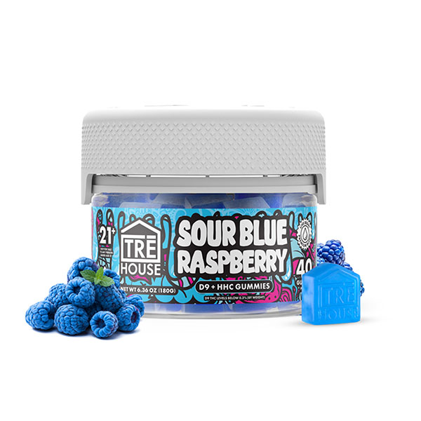 trehouse d9 hhc gummies 40ct sour blue raspberry
