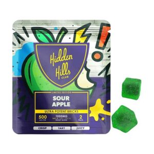 hidden hills heady blend 1000mg 2ct gummies sour apple