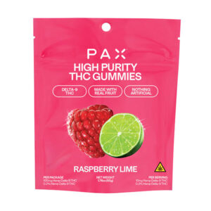 pax high purity d9 gummies 100mg 10ct raspberry lime