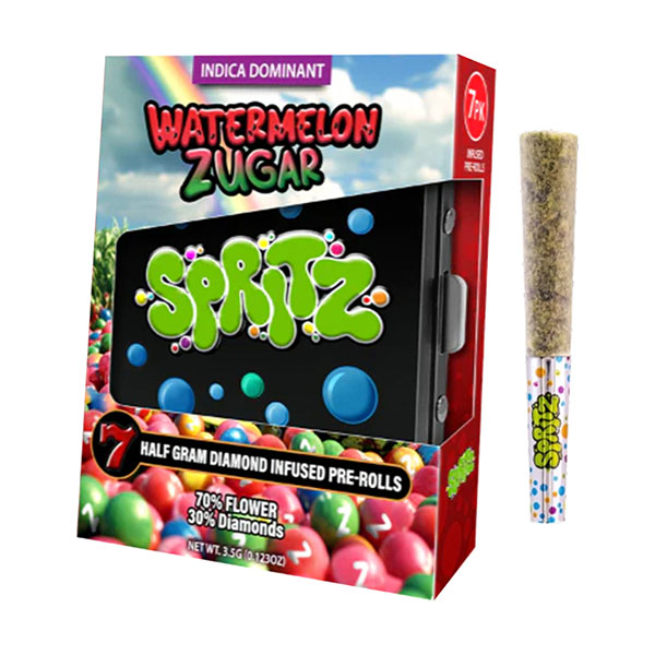 spritz .5g diamond infused pre rolls 7ct watermelon zugar