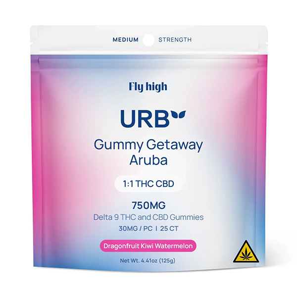 urb thc cbd gummy getaway aruba 750mg dragonfruit kiwi watermelon