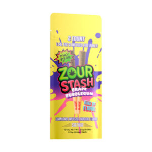zour stash 1.5g thca pre rolls 2ct grape bubblegum