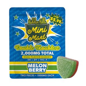 hidden hills mini mart double troubles 2000mg 2ct gummies melon berry