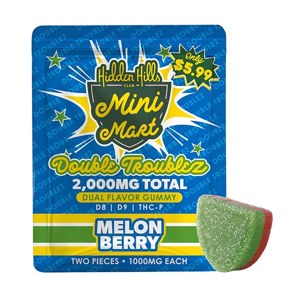 hidden hills mini mart double troubles 2000mg 2ct gummies melon berry