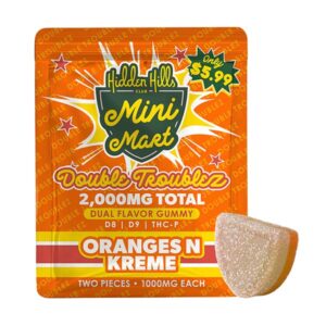 hidden hills mini mart double troubles 2000mg 2ct gummies orange n kreme