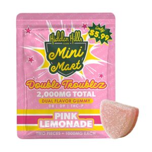 hidden hills mini mart double troubles 2000mg 2ct gummies pink lemonade