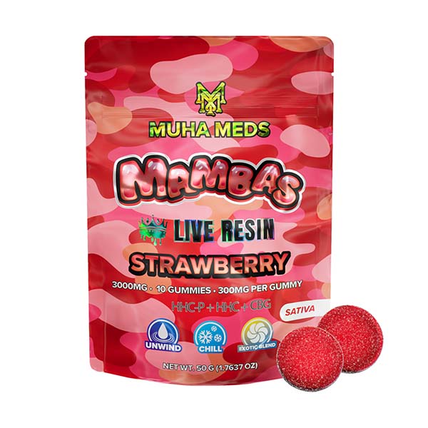 muha meds mambas live resin gummies 3000mg 10ct strawberry