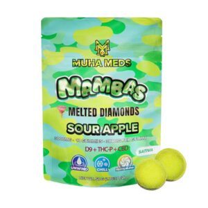muha meds mambas melted diamonds gummies 3000mg 10ct sour apple