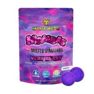 muha meds mambas melted diamonds gummies 3000mg 10ct very berry