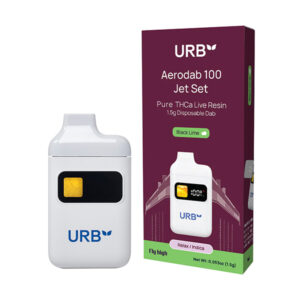 urb aerodab 100 jet set thca 1.5g disposable dab black lime