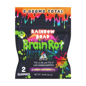 delta extrax brain rot live sugar gummies 2000mg 2ct rainbow road