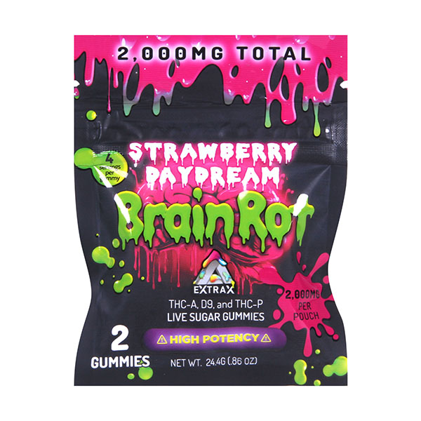 delta extrax brain rot live sugar gummies 2000mg 2ct strawberry daydream