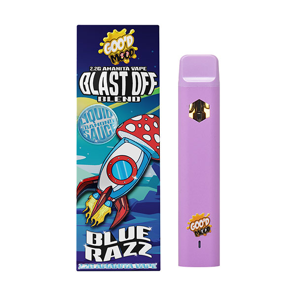 good mood blast off blend 2.2g amanita disposable blue razz