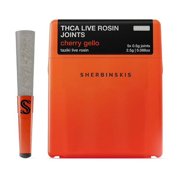 sherbinskis thca live rosin joints 2.5g 5ct cherry gello