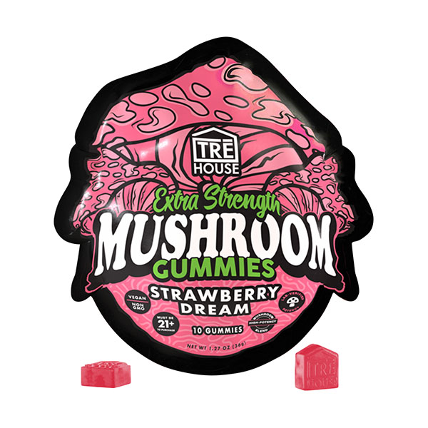 trehouse extra strength mushroom gummies 10ct strawberry dream
