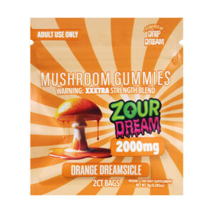 zour dream mushroom gummies 2000mg 2ct orange creamsicle