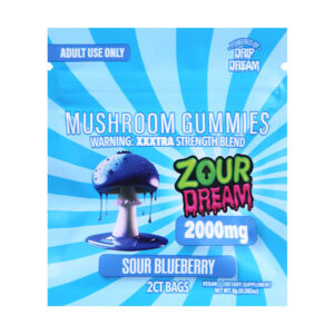 zour dream mushroom gummies 2000mg 2ct sour blueberry