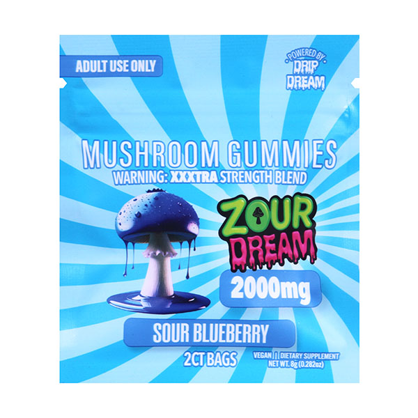 zour dream mushroom gummies 2000mg 2ct sour blueberry
