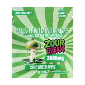 zour dream mushroom gummies 2000mg 2ct sour green apple