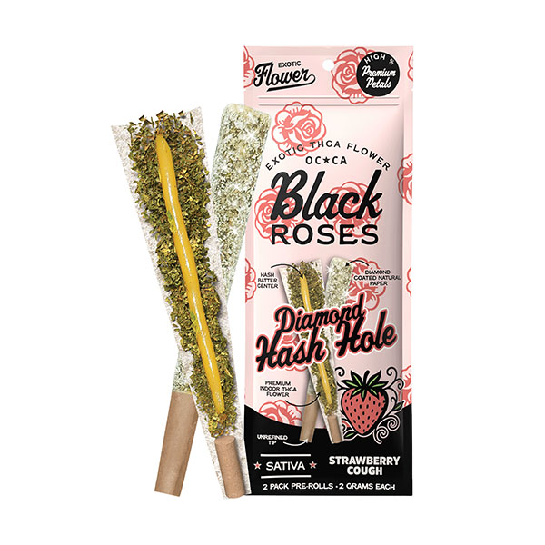 black roses diamond hash holes 2g 2ct prerolls strawberry cough