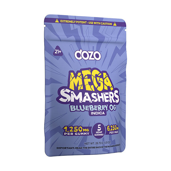 dozo mega smashers 6250mg 5ct gummies blueberry og