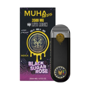 muha meds live resin 3.5g disposable black sugar rose