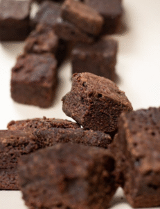A line of thc-infused brownies showing how long do Delta-8 edibles last.