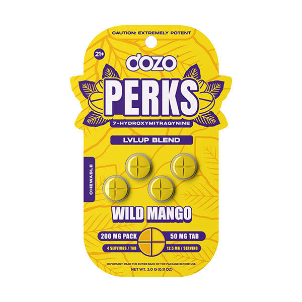 dozo perks 7oh lvlup blend 200mg 4ct tablets wild mango