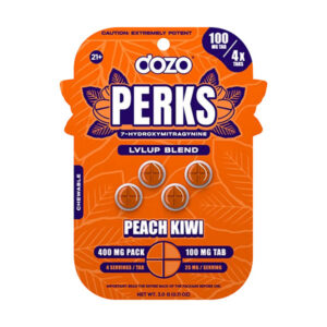 dozo perks 7oh lvlup blend 400mg 4ct tablets peach kiwi