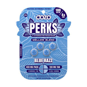 dozo perks 7oh mellow blend 400mg 4ct tablets blue razz