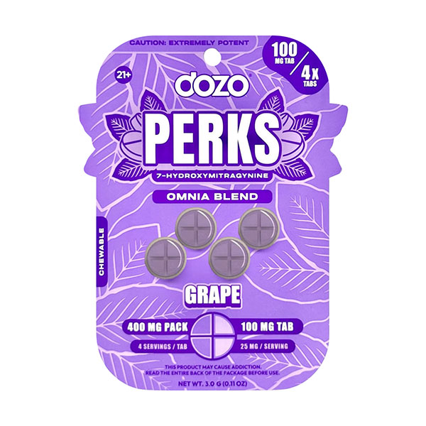 dozo perks 7oh omnia blend 400mg 4ct tablets grape