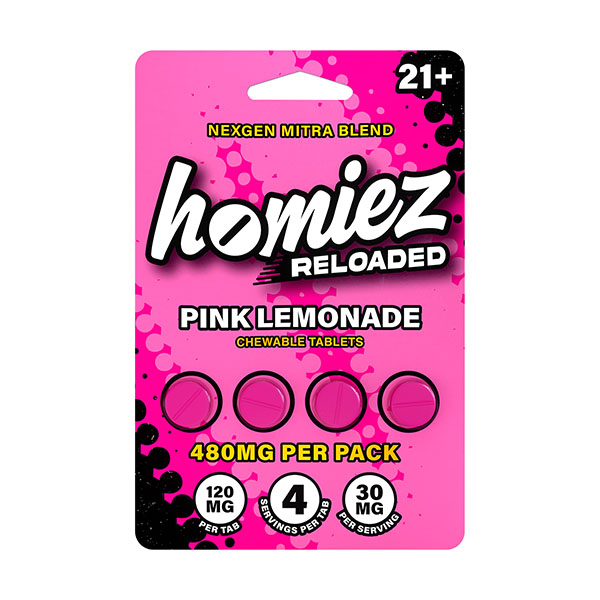 homiez reloaded kratom tables 120mg 4ct pink lemonade