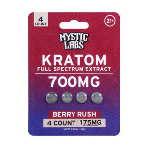 mystic labs 700mg 4ct kratom tablets berry rush