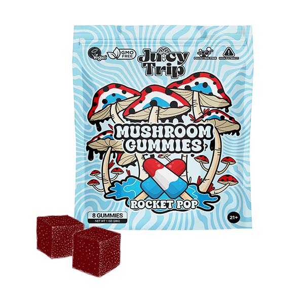 juicy trip mushroom gummies 8ct rocket pop