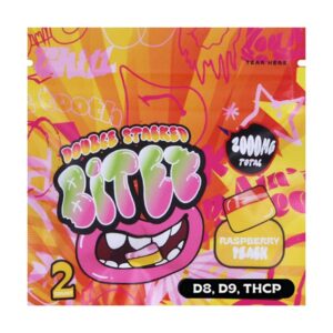 ocho extracts double stacked bitez 2000mg gummies raspberry peach new