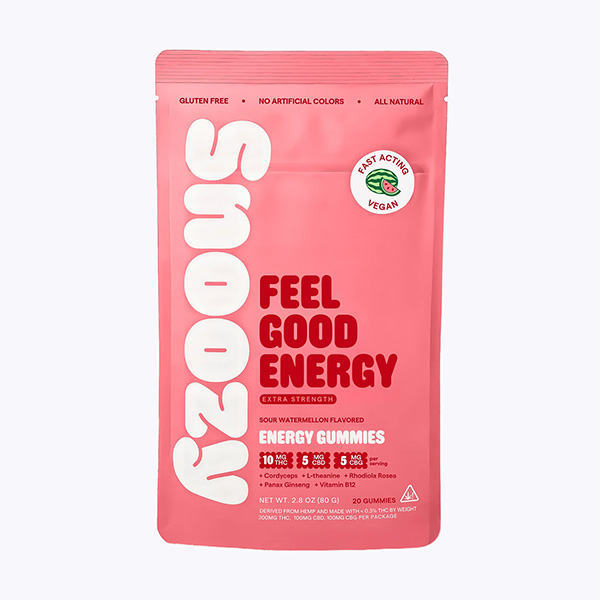 snoozy extra strength energy gummies 20ct sour watermelon