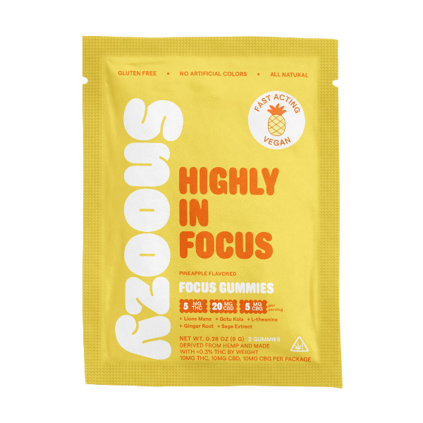snoozy focus gummies 2ct pineapple