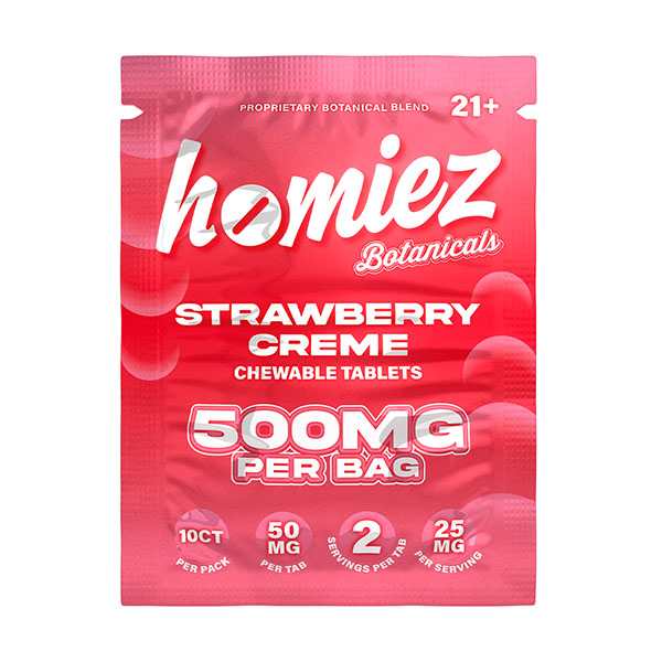 homiez botanicals tablets 500mg 10ct strawberry creme