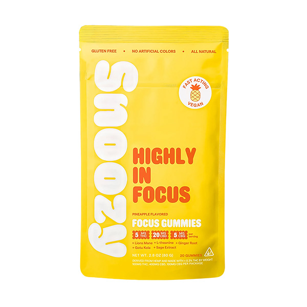 snoozy focus gummies 20ct pineapple new