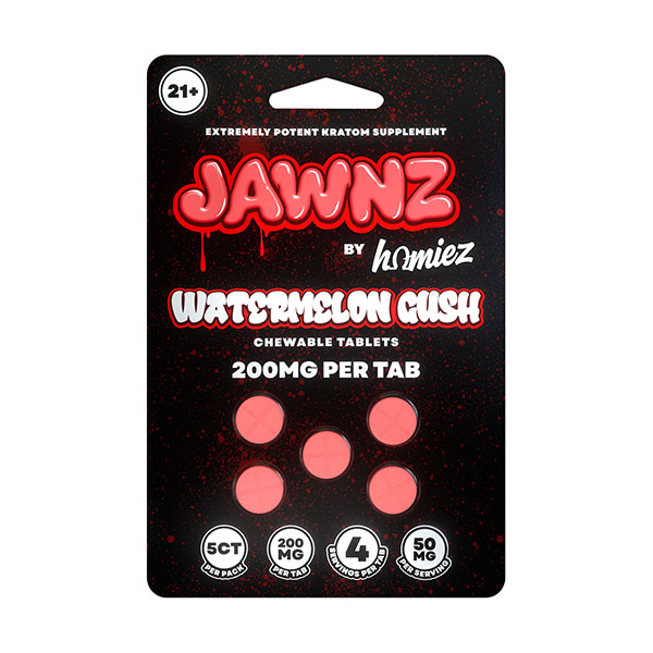 jawnz homiez kratom tablets 200mg 5ct watermelon gush