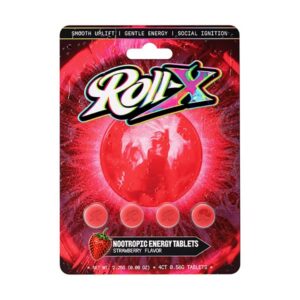 rollx nootropic energy tablets 4ct strawberry