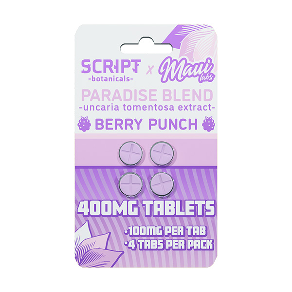script botanicals maui labs cats claw 400mg tablets 4ct berry punch