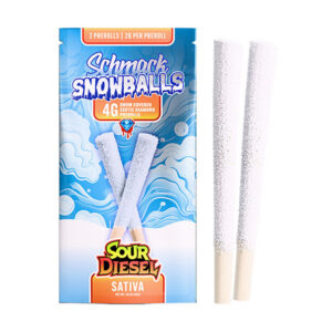 schmack snowballs 4g 2ct pre rolls sour diesel new