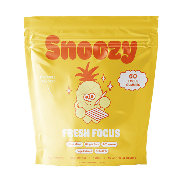 snoozy fresh focus gummies 60ct pineapple