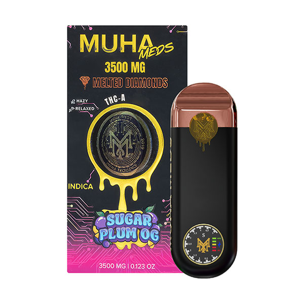 muha meds melted diamonds 3.5g disposable sugar plum og 2